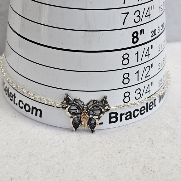 12K Butterfly Anklet Bracelet on 925 Chain - Picture 10 of 15